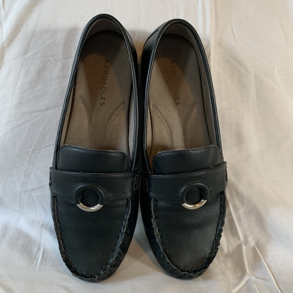 Aerosoles Black Faux Leather Loafers - Picture 3 of 5